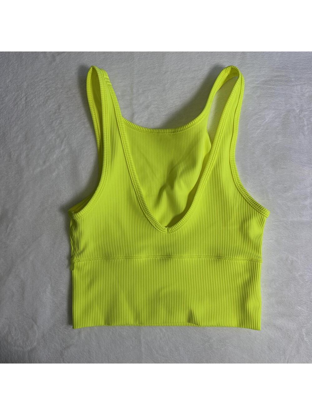 Lululemon Power Pivot Ribbed Tank Top in Highlight Yellow Size 4